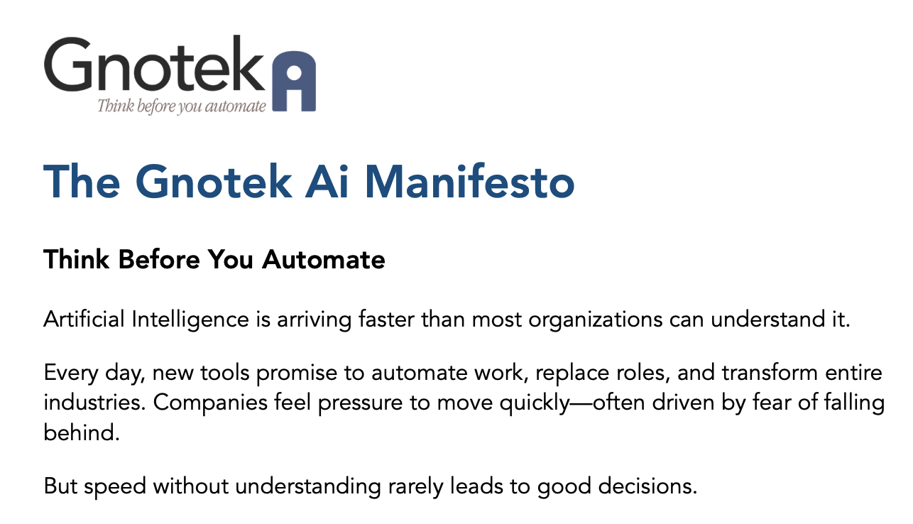 The Gnotek Ai Manifesto